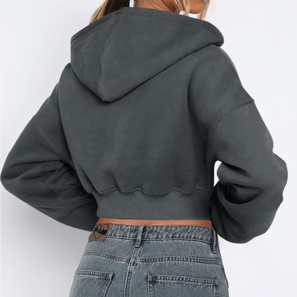 Zip Up Long Sleeve Hooded Cropped Jacket - Picture 9 of 15
